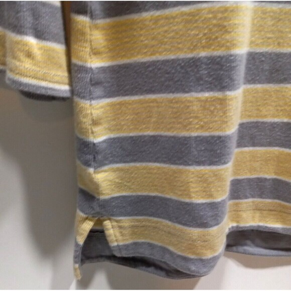 Croft & Barrow Small Tee Striped 3/4 Sleeve Boat Neck Gray Yellow White Stretch - Picture 2 of 7